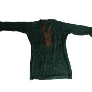 Women’s Dark Green Kurti with Contrast Yoke Embroidery