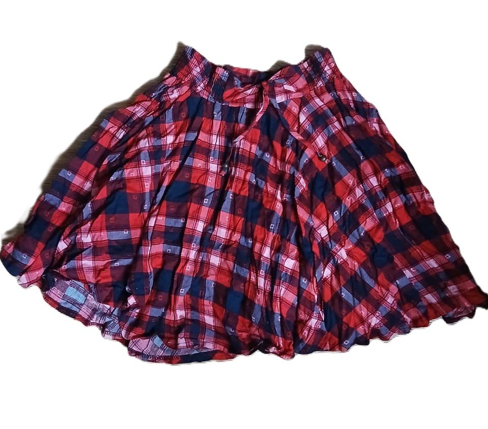 Women's Red & Navy Plaid Skirt