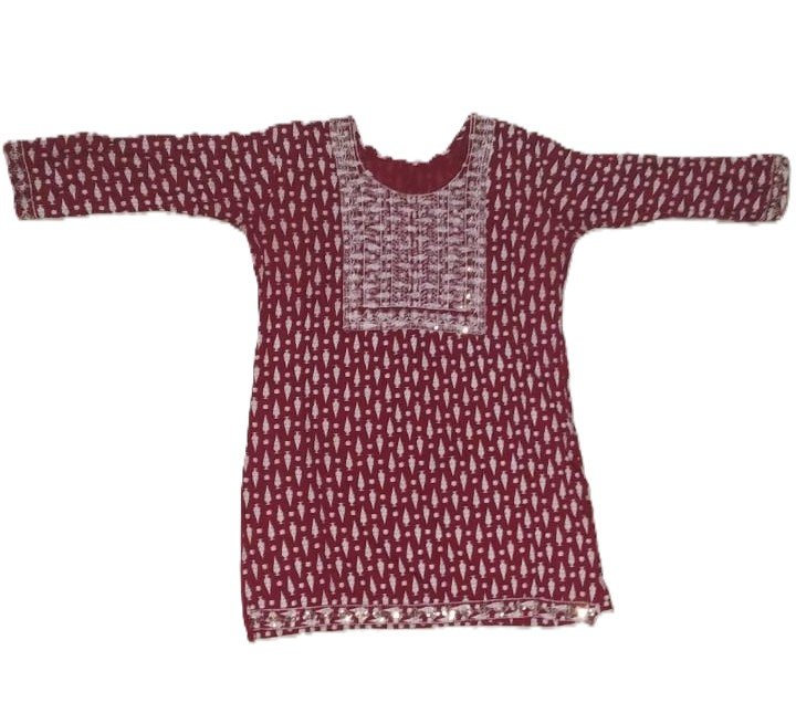 Royal Maroon Geometric Print Kurti