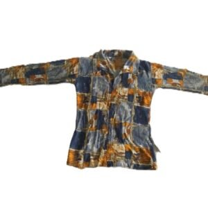 Women's Blue & Orange Geometric Printed Casual Top